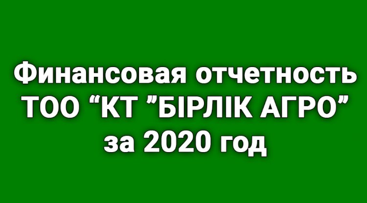 Финансовая отчетность ТОО ''КТ ''БІРЛІК АГРО'' за 2020 год